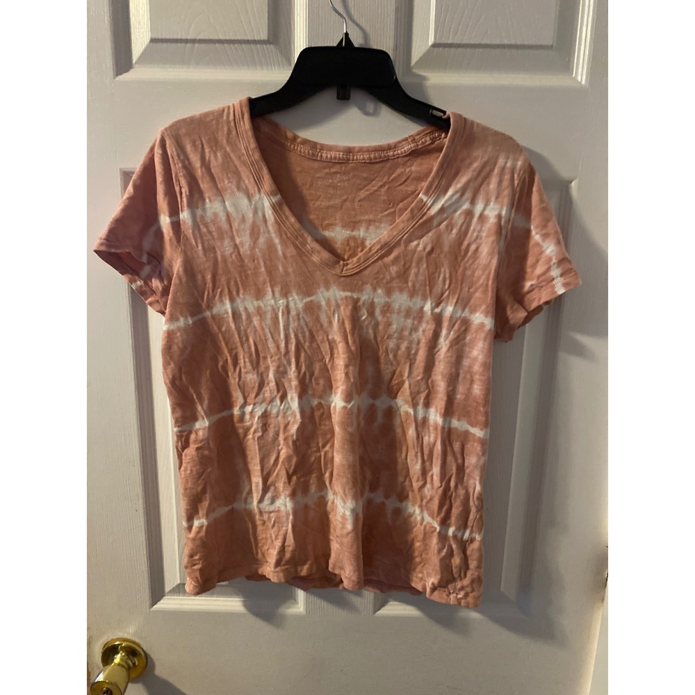 Universal Thread Pink Tie Dye V-Neck Short Sleeve T-Shirt Womens Medium